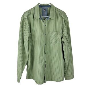 REI Men’s Green Stripe Long Sleeve Button Up Cool Plus Shirt